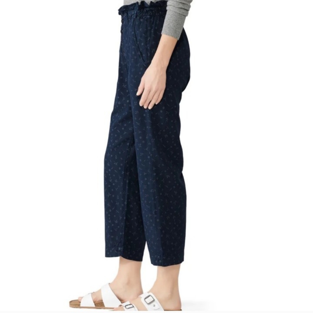 THE GREAT Gunny Sack Trouser Sz 0 Womans Hi Rise Trouser Blue Floral Cotton EUC